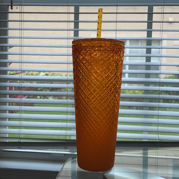 Starbucks Mango Pineapple Jeweled Matte Ombré Gradient Grid Cold Cup Tumbler - Picture 7 of 12